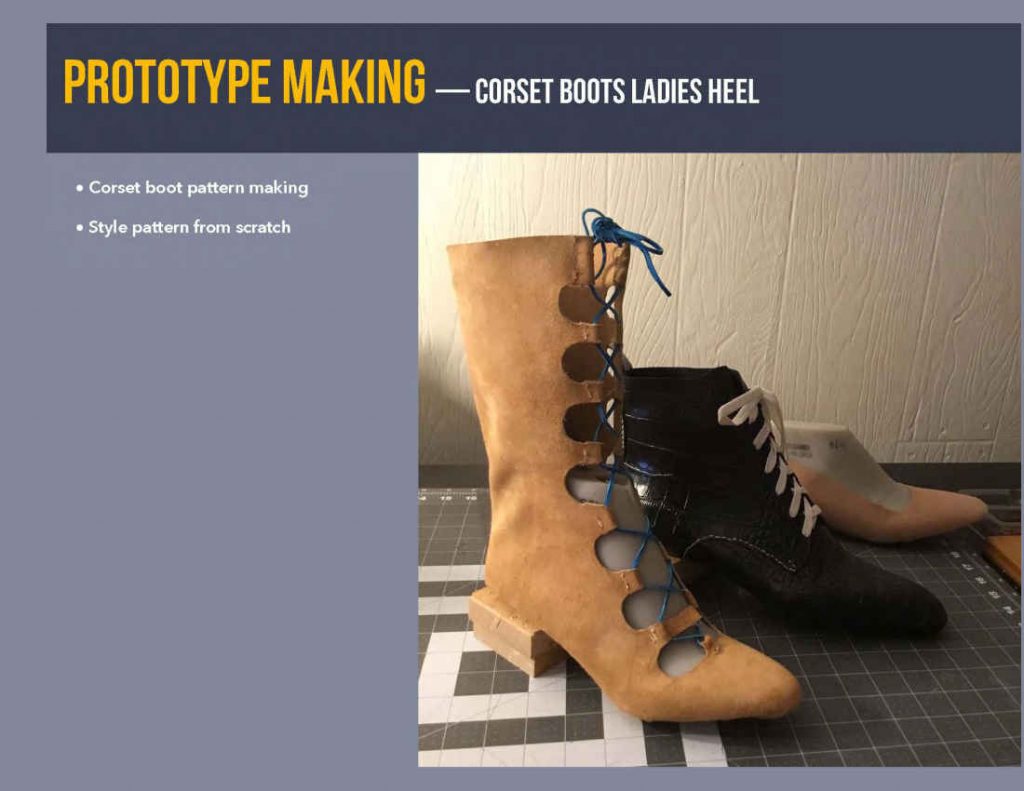 Prototype Making Corset Boots Ladies Heel