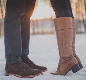 couple wearing leather boots